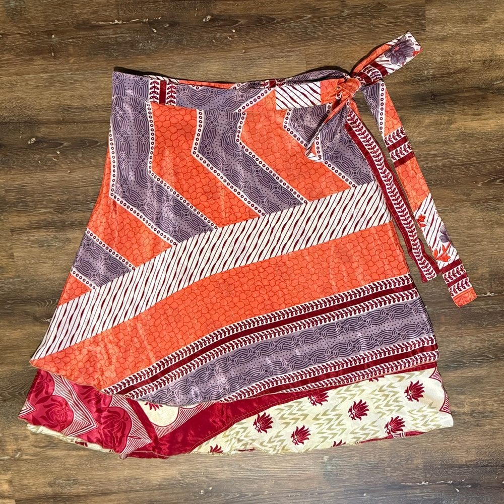 Earthbound | Boho Wrap Skirt | Patchwork Print Midi Skirt | OS - Picture 4 of 11